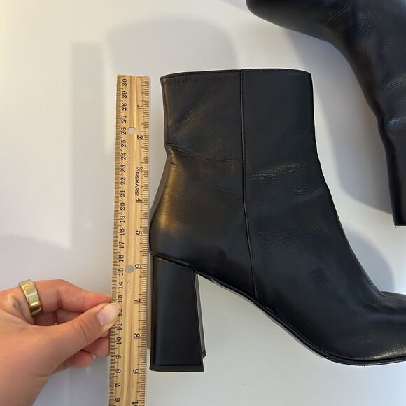 Napoleon Davos Gomma Leather Heeled Mid-calf Booties 40 Black Side-zip - Picture 2 of 15